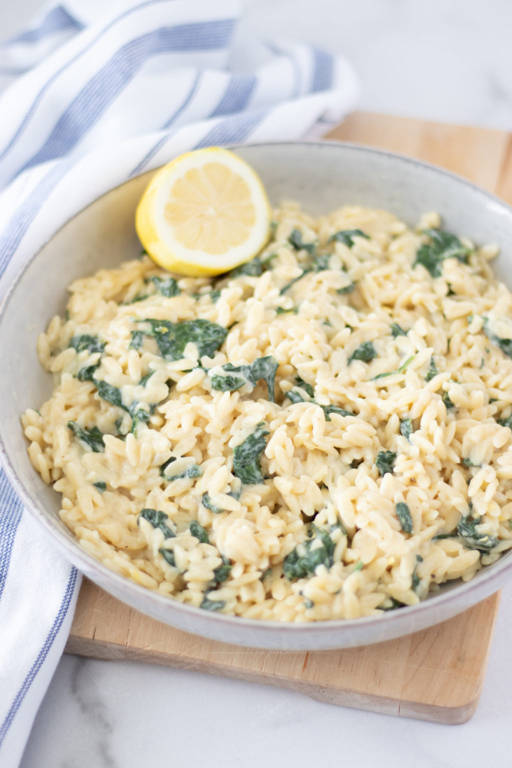 Creamy Lemon Spinach Orzo - The Grove Bend Kitchen
